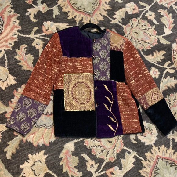 Julia Kim 90s Vintage Jewel Tones Brocade Jacket Shacket - Picture 4 of 15